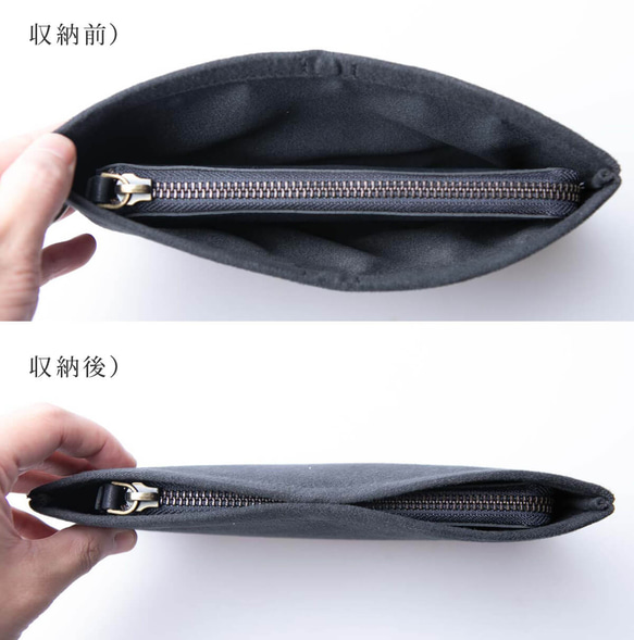 財布カバー 長財布 ウォレットスリーブ 保護カバー ブラック Lサイズ HAK071-L-Black 6枚目の画像