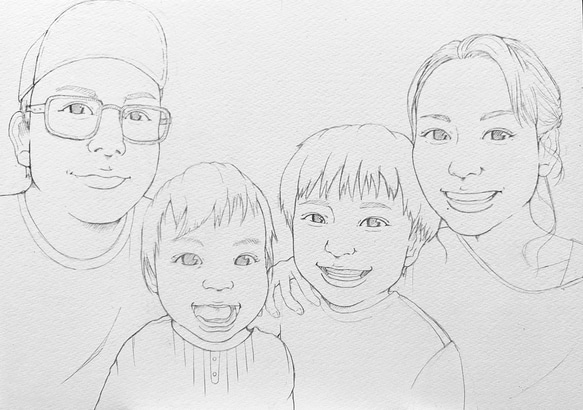 世界で一つ　似顔絵　にがおえ　家族　思い出　コピック画 4枚目の画像