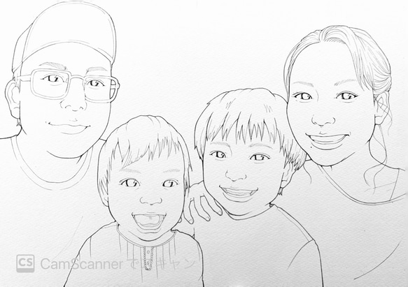 世界で一つ　似顔絵　にがおえ　家族　思い出　コピック画 3枚目の画像