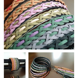 シンプル・かわいい・編み込みカチューシャ(イヤーアクセ付き) スエードレザー風   カラータイプ:バイカラー 4枚目の画像