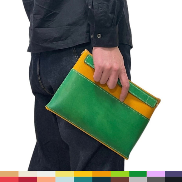【21色からカスタマイズ】iPadも入るA5サイズの革製4WAYバッグインバッグ ショルダー サコッシュ 1枚目の画像