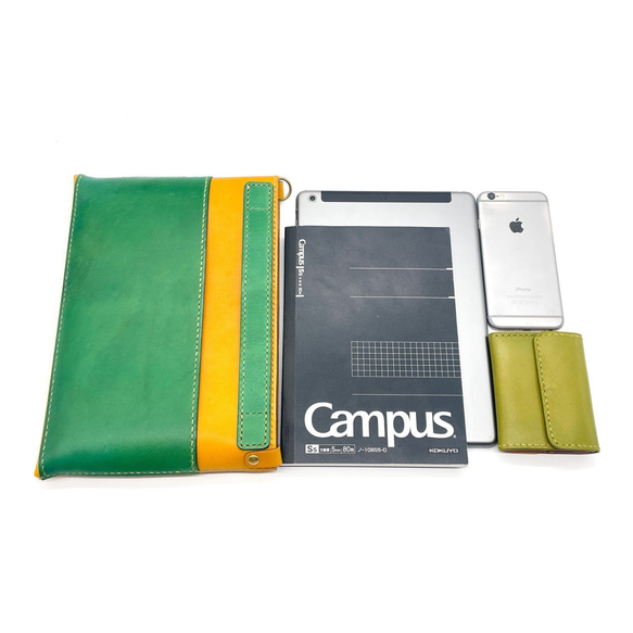 【21色からカスタマイズ】スタッズデザイン iPadも入るA5サイズの革製4WAYバッグインバッグ ショルダー サコッシ 10枚目の画像