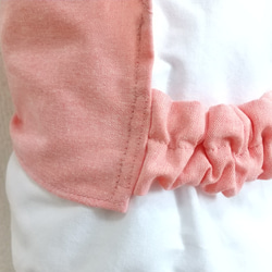 《ご予約済み》綿ポリ 無地（サーモンピンク） 子供用三角巾　ゴム紐付 3枚目の画像