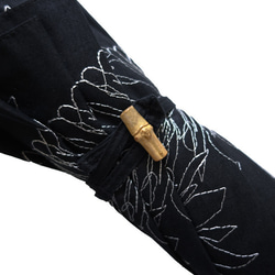 CLASSICO 完全遮光 刺繍　晴雨兼用　遮光100% 日傘　かわず張り　二重張り 麻混 プレゼント 7枚目の画像
