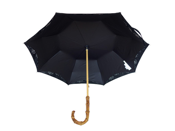 CLASSICO 完全遮光 刺繍　晴雨兼用　遮光100% 日傘　かわず張り　二重張り 麻混 プレゼント 4枚目の画像