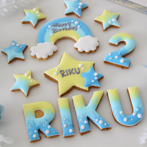 誕生日 【アイシングクッキー】 星 青 男の向け オーダー 通販