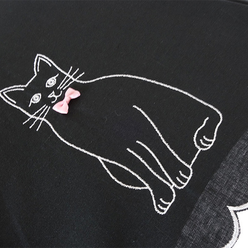 CLASSICO 完全遮光 ネコ 刺繍 晴雨兼用 遮光100% 日傘 かわず