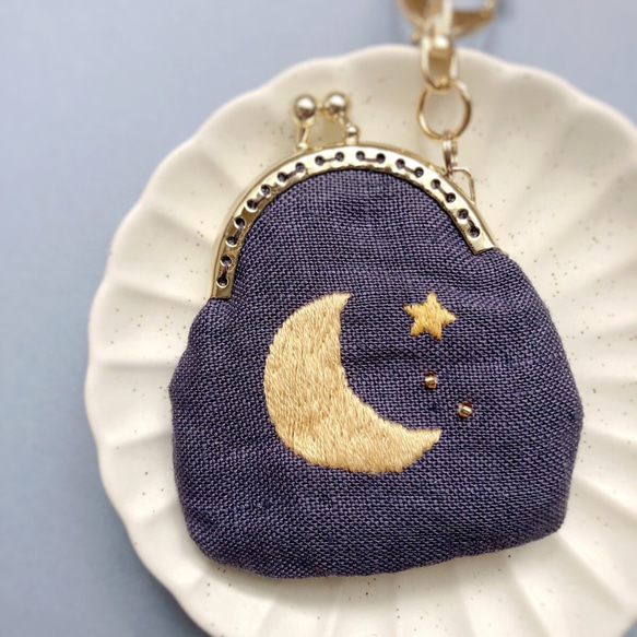 夜空和貓刺繡迷你錢包 第3張的照片