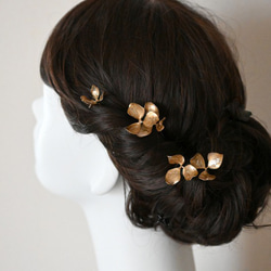 アメリカンフラワー　小花(ゴールド)　SSサイズ5本セット　成人式髪飾り　和装髪飾り 3枚目の画像