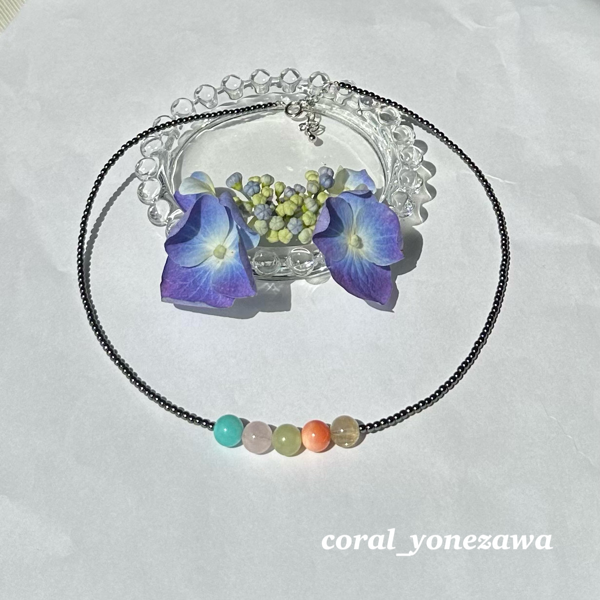 5個の天然素材をセンターに！オリジナルネックレス　R50623Y2