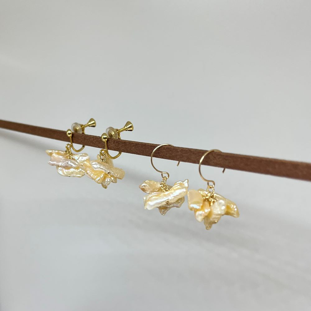 横長ケシパール　ピアス＆イヤリング