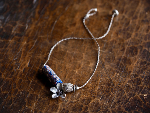 -Antique millefiori・Flower charm- necklace 1枚目の画像