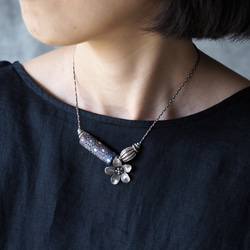 -Antique millefiori・Flower charm- necklace 7枚目の画像