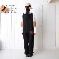 two tone rough linen pants  *black* 第4張的照片