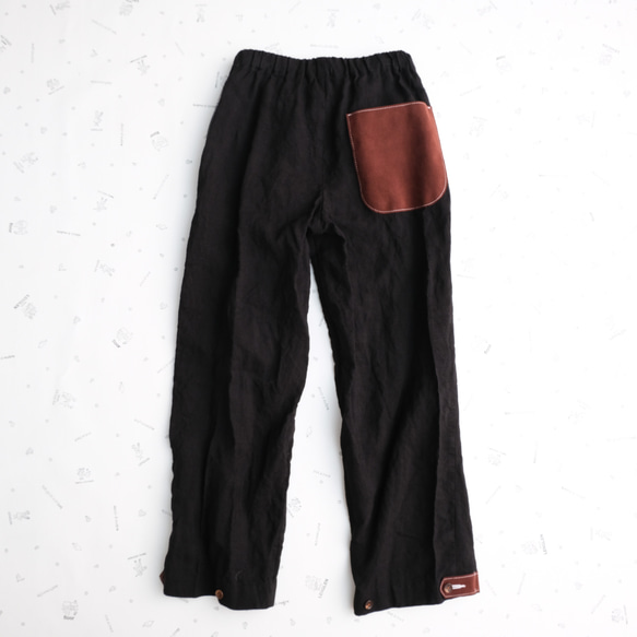 two tone rough linen pants  *black* 第10張的照片