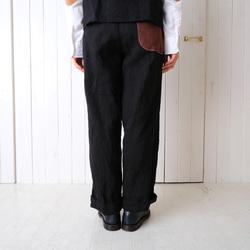 two tone rough linen pants  *black* 第5張的照片