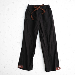 two tone rough linen pants  *black* 第6張的照片