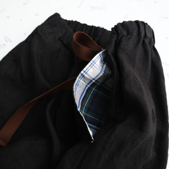 two tone rough linen pants  *black* 第9張的照片