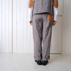 two tone rough linen pants   *gray* 第5張的照片