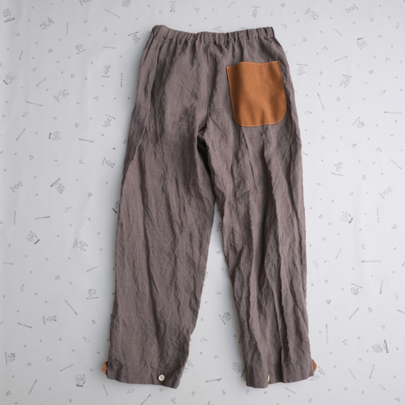 two tone rough linen pants   *gray* 第9張的照片