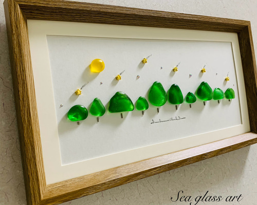 シーグラスアート 月インテリア雑貨 北欧ガラス細工 海の宝石 観葉植物