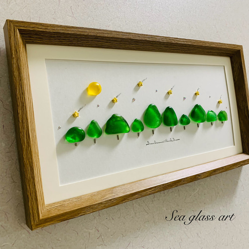 シーグラスアート 月インテリア雑貨 北欧ガラス細工 海の宝石 観葉植物