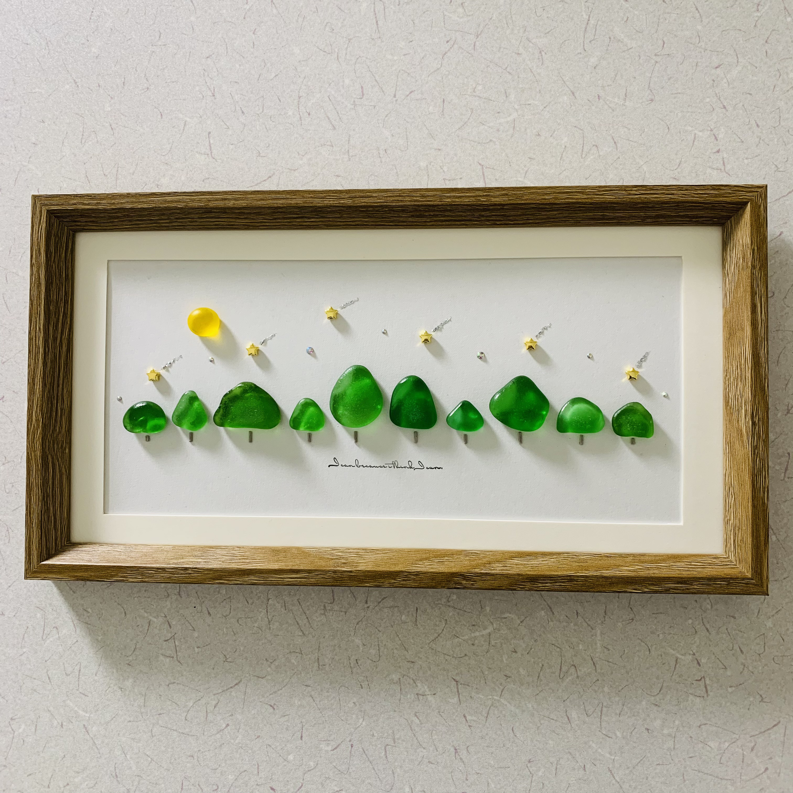 シーグラスアート 月インテリア雑貨 北欧ガラス細工 海の宝石 観葉植物 癒しの森 30cm 飾り 贈り物 プレゼント