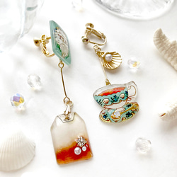 Teabag earring -Marine-｜海のティーバッグイヤリング・ピアス〔紅茶シリーズ〕 4枚目の画像