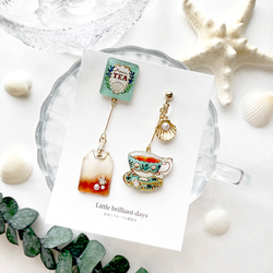 Teabag earring -Marine-｜海のティーバッグイヤリング・ピアス〔紅茶シリーズ〕 2枚目の画像