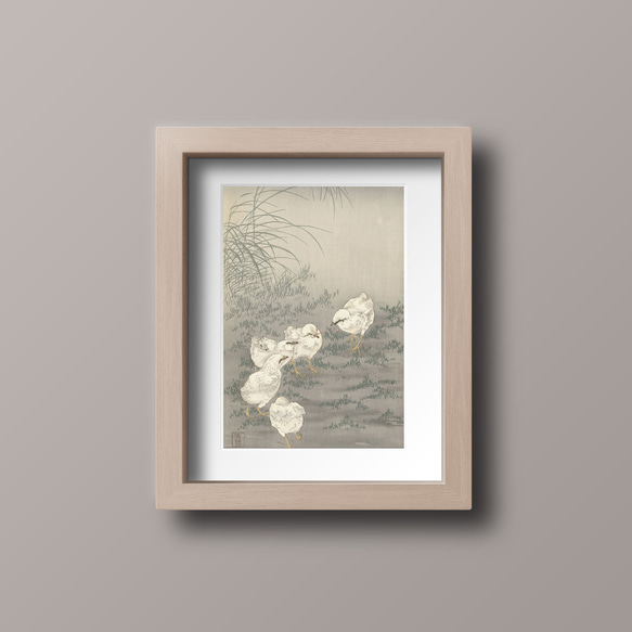 【NO.376】ひよこの日本画アートポスター☆鶏アニマル動物可愛い癒し浮世絵和室インテリア☆A3A2A1B5B4B3B2 1枚目の画像