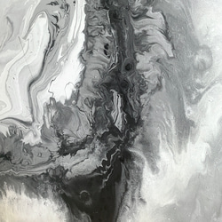 【フロイドアート ポーリングアート 絵】パネル画 インテリア 美術 アクリル グレー 白黒 4枚目の画像