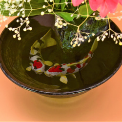 置物　水辺の風景　錦鯉　ガーベラ小　和雑貨　インテリア雑貨　エキポシ樹脂　アーティフィシャルフラワー 7枚目の画像