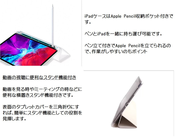 【全機種対応】幸運の白ガネーシャ iPad Pro・Air・mini ケース Apple Pencil 収納可能スタンド 3枚目の画像