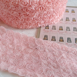 人気商品『ふわふわナイロンシフォンで出来た　バラテープ　60㎜巾 ピンクオレンジカラー』～63㎝でカット済み～ 3枚目の画像
