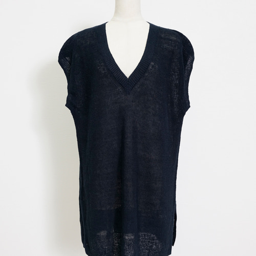 ベルギーリネンのベスト ベルギーリネン100% V ニットベスト ベスト CH_hdmn 通販