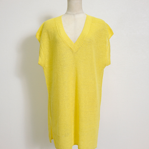 ベルギーリネン100% V ニットベスト ベスト CH_hdmn 通販