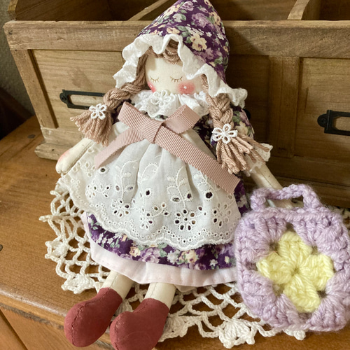 カントリードール(ラベンダー色)モチーフ付き♪♪ その他人形 hiromin