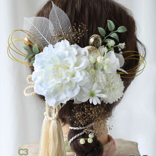 髪飾り 成人式 ドライフラワー アンヌ 6色 くすみカラー 浴衣