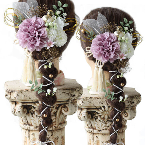 髪飾り 成人式 ドライフラワー アンヌ 6色 くすみカラー 浴衣