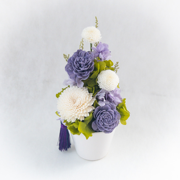 仏花　✧ライトパープル✧　プリザーブドフラワー　お供え花　小さめ　メモリアルフラワー 2枚目の画像