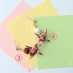 折り鶴と淡路珠のピアス　和紙 折り紙 水引 伝統工芸 3枚目の画像