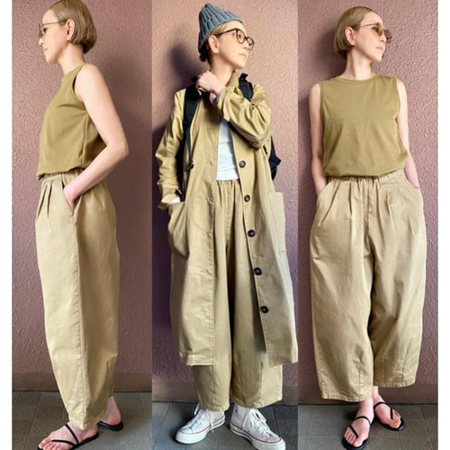 ファッションの RATA❤️やわらか国産岡山ブリーチデニム❤️ゆったりボリューム パンツ