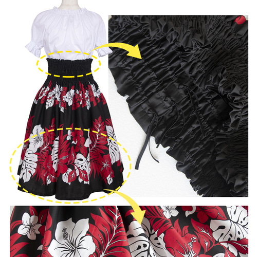 7柄 日本製 スカート丈が選べるパウスカート ハワイアン フラダンスに