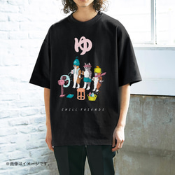 厚みのあるBIGシルエットTシャツ「CHILL FRIENDS_温泉ネコクラブ」 /送料無料 1枚目の画像
