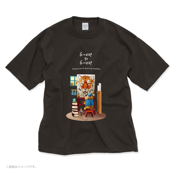 厚みのあるBIGシルエットTシャツ「絵描きのトラ」 /送料無料 3枚目の画像