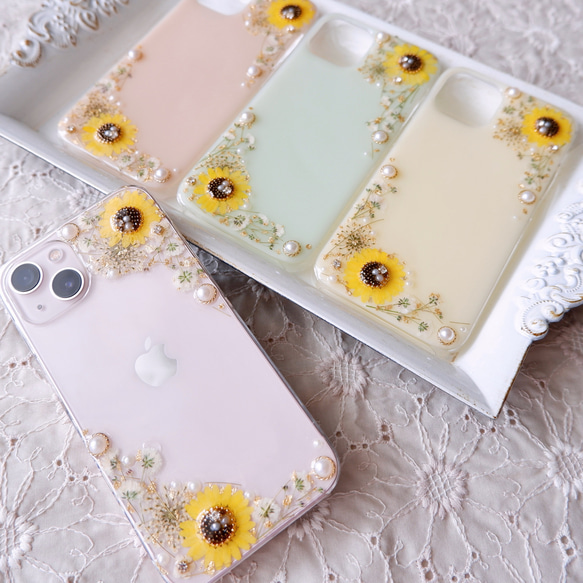 向日葵フレーム❁.*・ﾟ押し花iPhoneケース 【※iPhone専用ページ  