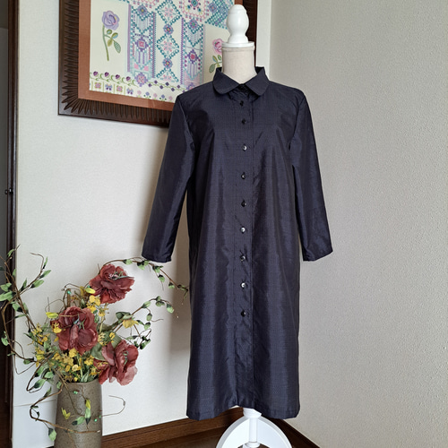 ♪着物リメイク♪ 正絹 9マルキ7マルキ大島紬パッチのシンプルフレア