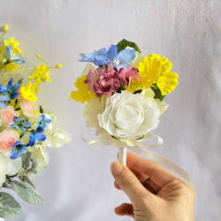 【オーダーメイド】ローズとオンシジュームのナチュラル クラッチ ブーケ（造花・ウェディング・結婚式・前撮り・フォト 5枚目の画像