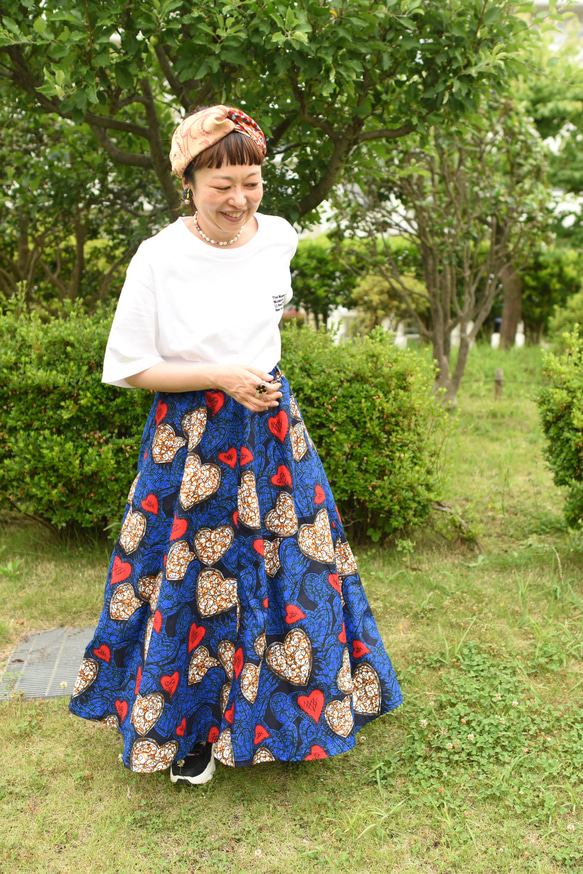 人気No,1〜アフリカ〜Aラインフレアスカート01 ロングスカート アフリカンプリント　アフリカ布 5枚目の画像