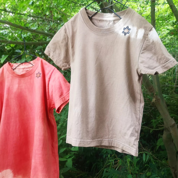 〘20％off sale〙草木染めainu kid's T-shirt*アイヌキッズTシャツ／ 蓬染め半袖120size 3枚目の画像